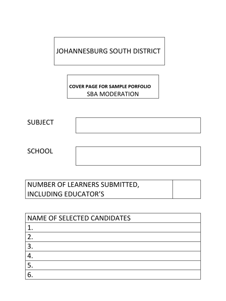 Johannesburg South District Sba Moderation PDF