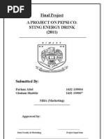 Download A PROJECT ON PEPSI CO STING ENERGY DRINK  by Farhan  SN111915667 doc pdf