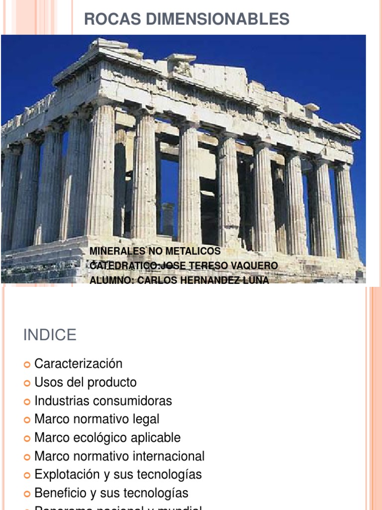 Tipos y Usos de Rocas Dimensionables | PDF | Calcita | Granito
