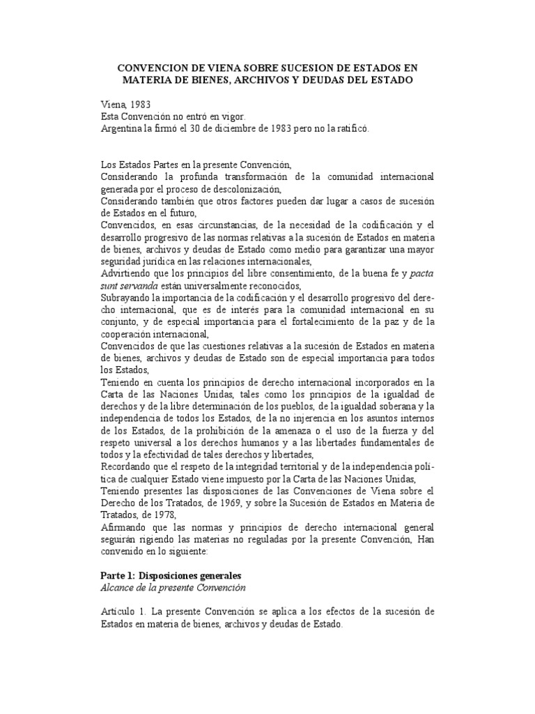 Convencion de Viena Sobre Sucesion de Estados en Materia de Bienes
