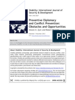 Conflict Prevention and Preventive Diplomacy: Opportunities and Obstacles