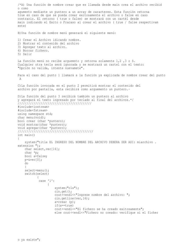 Gestión de Archivos en C++ | PDF | C ++ | Programación de computadoras