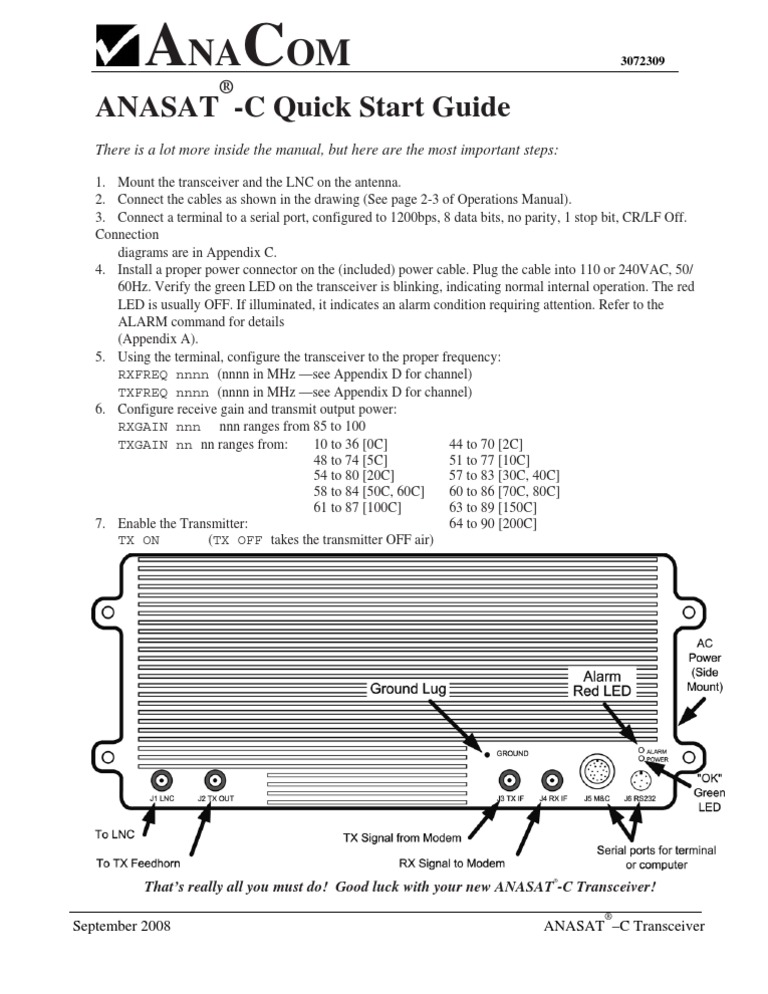 AnaSat C-Band Quick Start Guide | PDF | Technology & Engineering