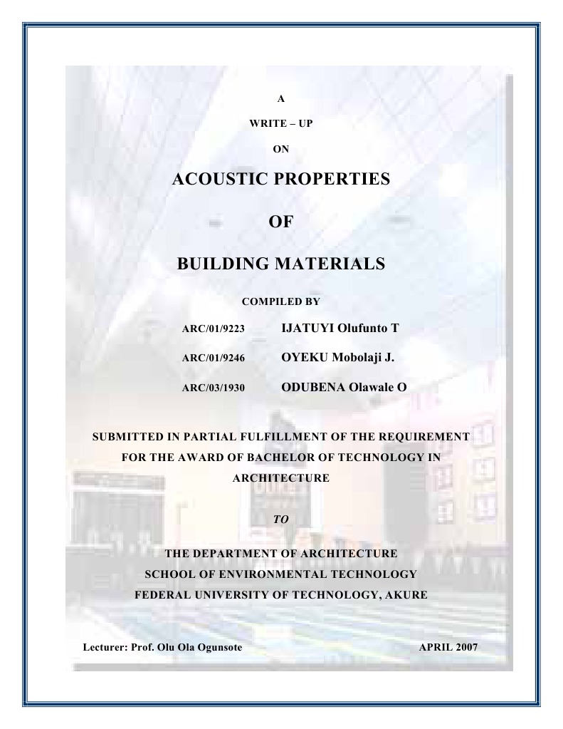 Acoustic Properties of Building Materials PDF Wall Acoustics