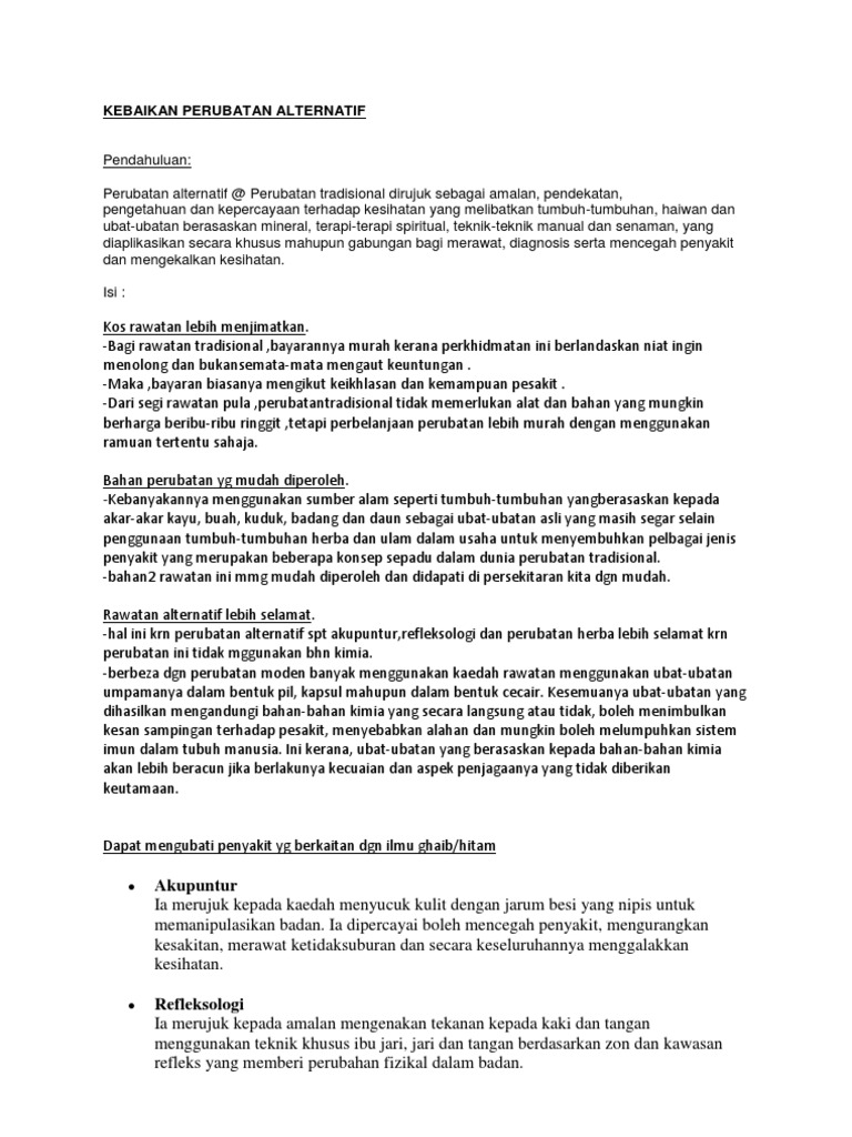 Kebaikan Perubatan Alternatif Pdf