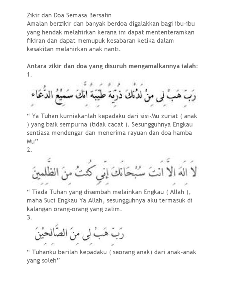 Zikir Dan Doa Semasa Bersalin Pdf