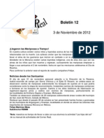 Boletín 12 de correo real de las mariposas monarca, noviembre de 2012