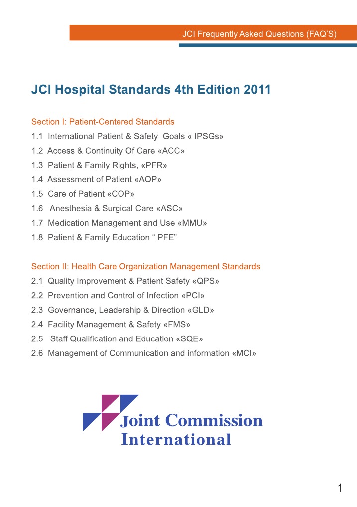 JCI FAQ Guide for Accreditation Standards | PDF