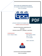 "Master of Business Administraton" (2011-2012) TRAINING DURATION (12/06/2012 To 26/07/2012)
