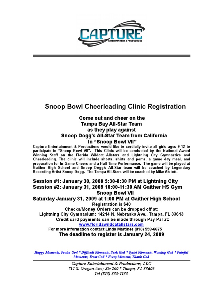 Cheer Leading Clinic Registration | PDF | Cheerleading | Sports