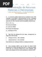 Lista de Exercicios - Administração Materiais 2o Sem 10