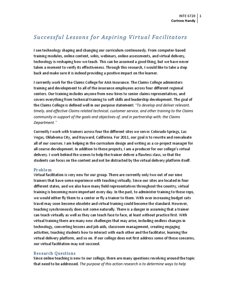Effective Strategies for Virtual Facilitation | PDF | Educational ...