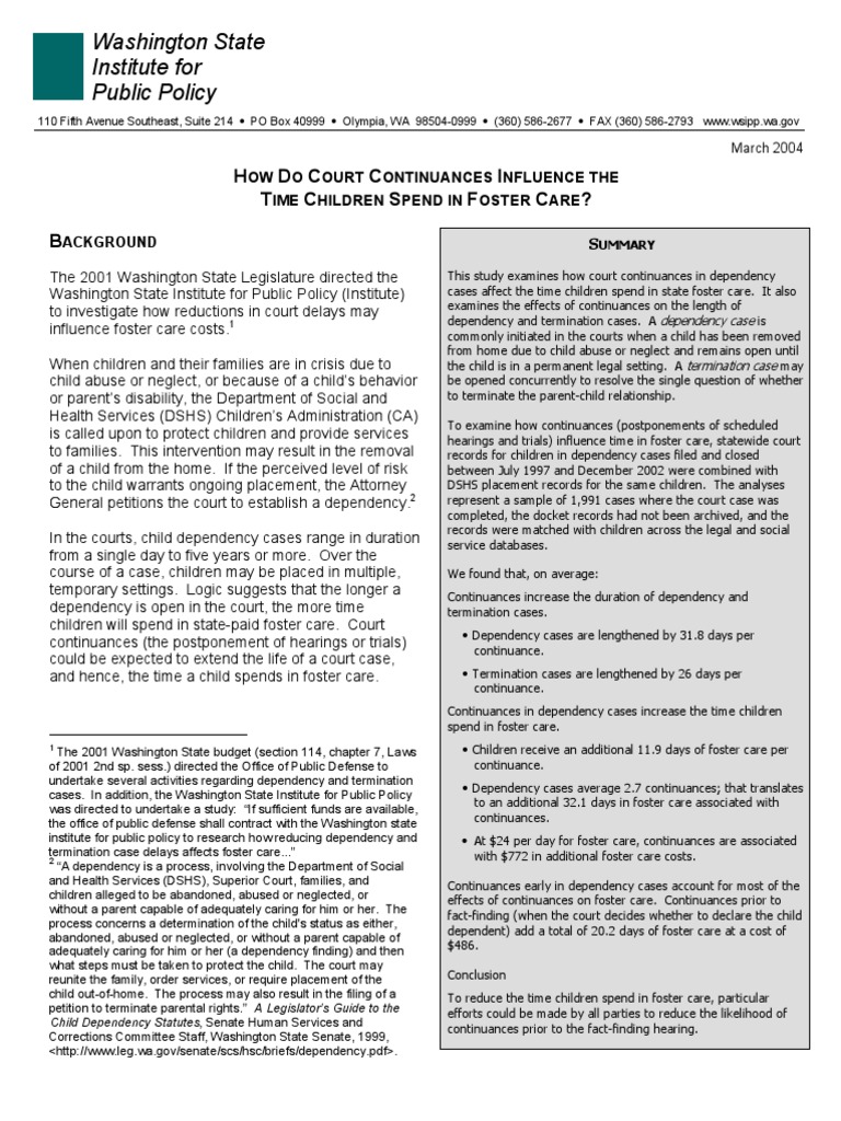 How Do Court Continuances Influence The Time Children Spend in Foster
