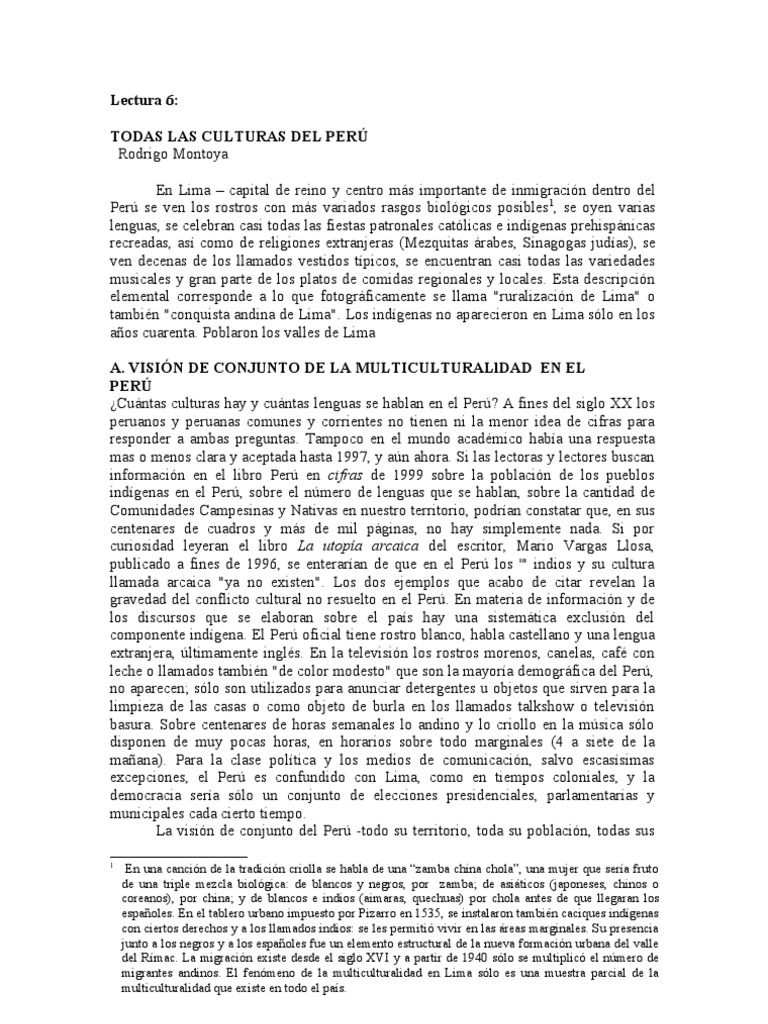 Multiculturalidad en el Perú: Culturas y Lenguas | PDF | Gente indígena ...