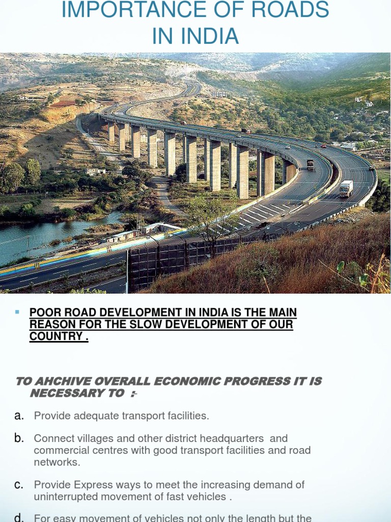 Importance of Roads PDF Mode Of Transport Road