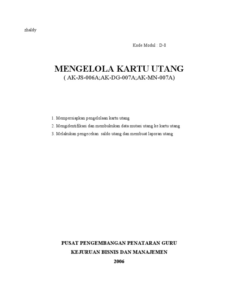 Modul Mengelola Kartu Utang