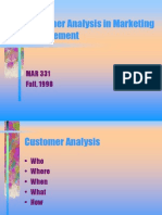Customer Analysis in Marketing Management: MAR 331 Fall, 1998