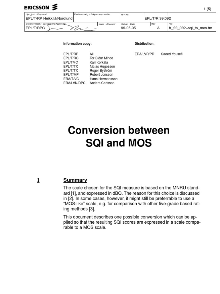 SQI to MOS Conversion Guide | PDF | Teaching Mathematics