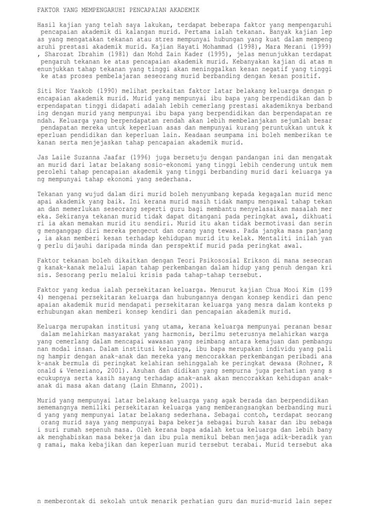 Faktor Yang Mempengaruhi Pencapaian Akademik Pdf
