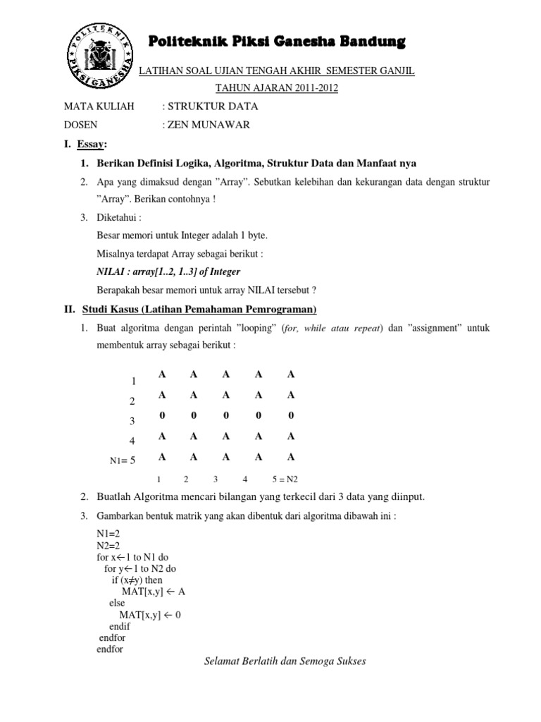 Latihan Soal Uts Struktur Data