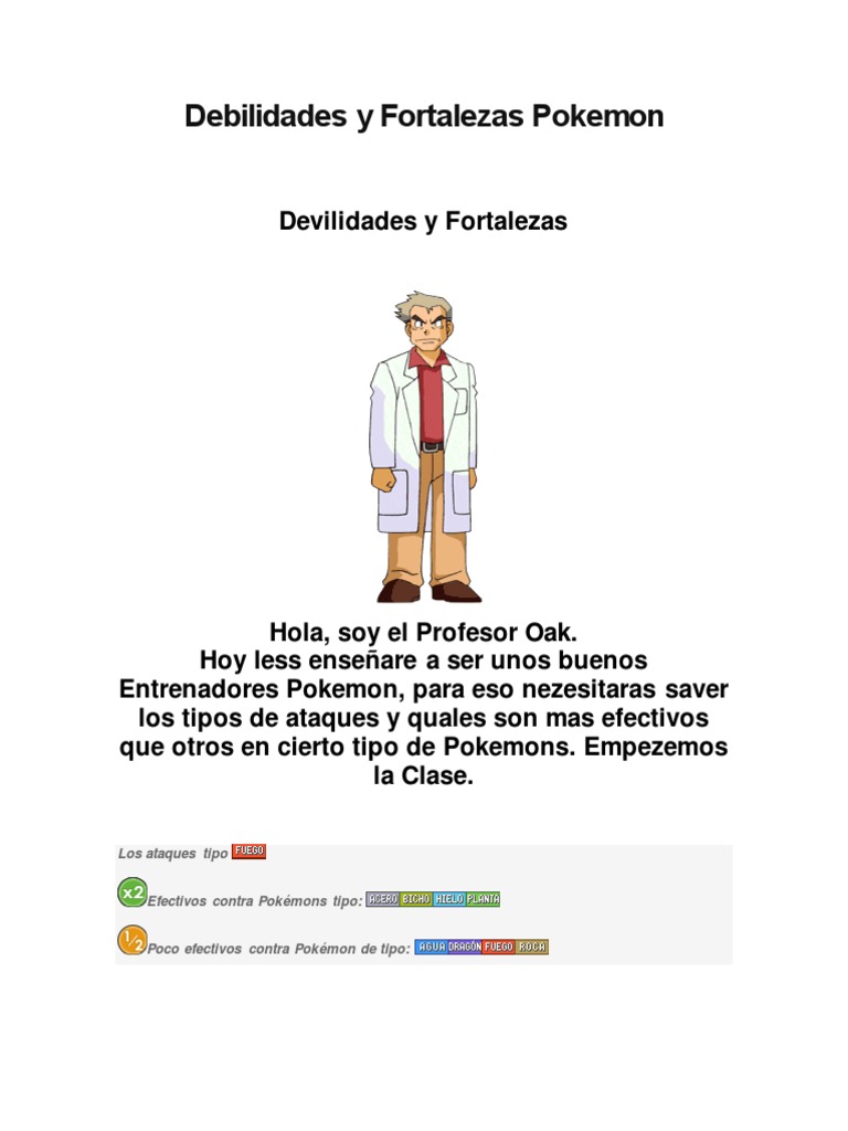 Debilidades y Fortalezas Pokemon, PDF, Pokémon