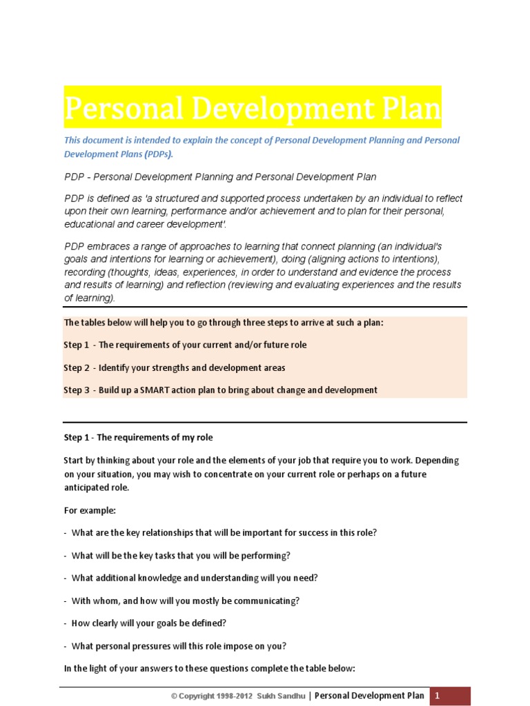 Personal Development Plan | PDF | Personal Development | Goal