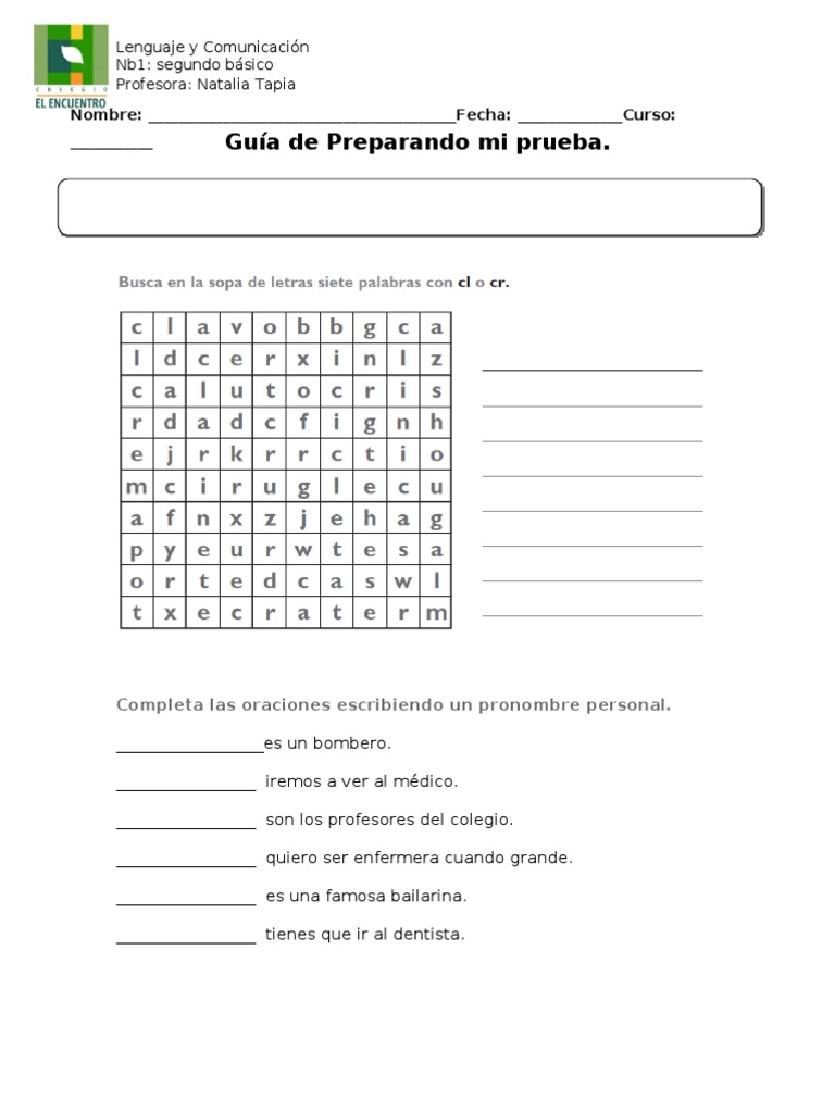 Actividades pronombres personales