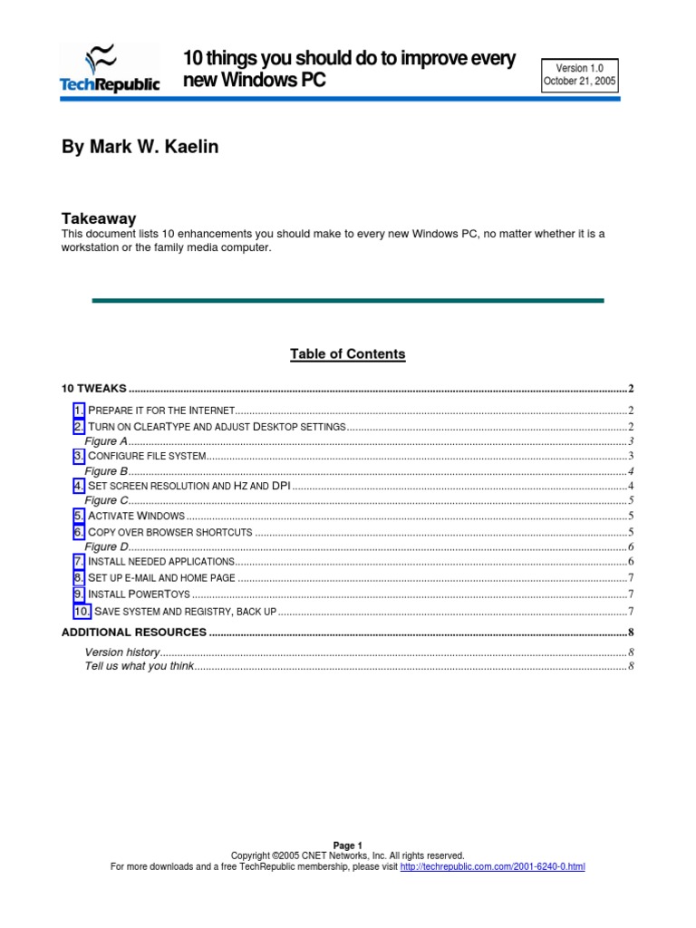 10 Things You Should Do To Every New Windows PC | PDF | Computer ...