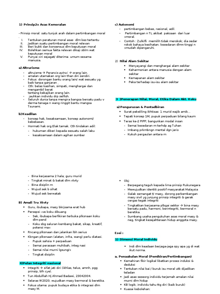 Contoh Soalan Exam Nilai Etika Pdf