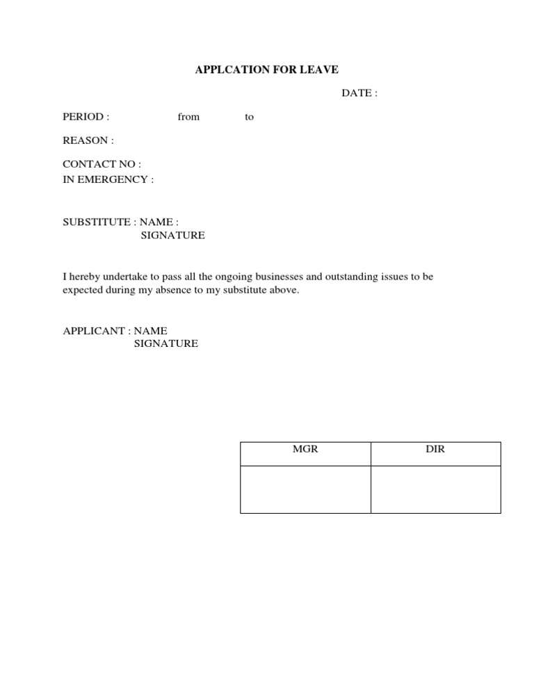 Leave Application Form | PDF