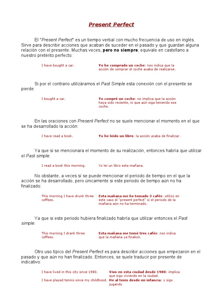 Present Perfect KW | PDF | Mecánica del lenguaje | Estilo (ficción)