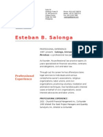 Steve Salonga's Professional Resume / Biodata
