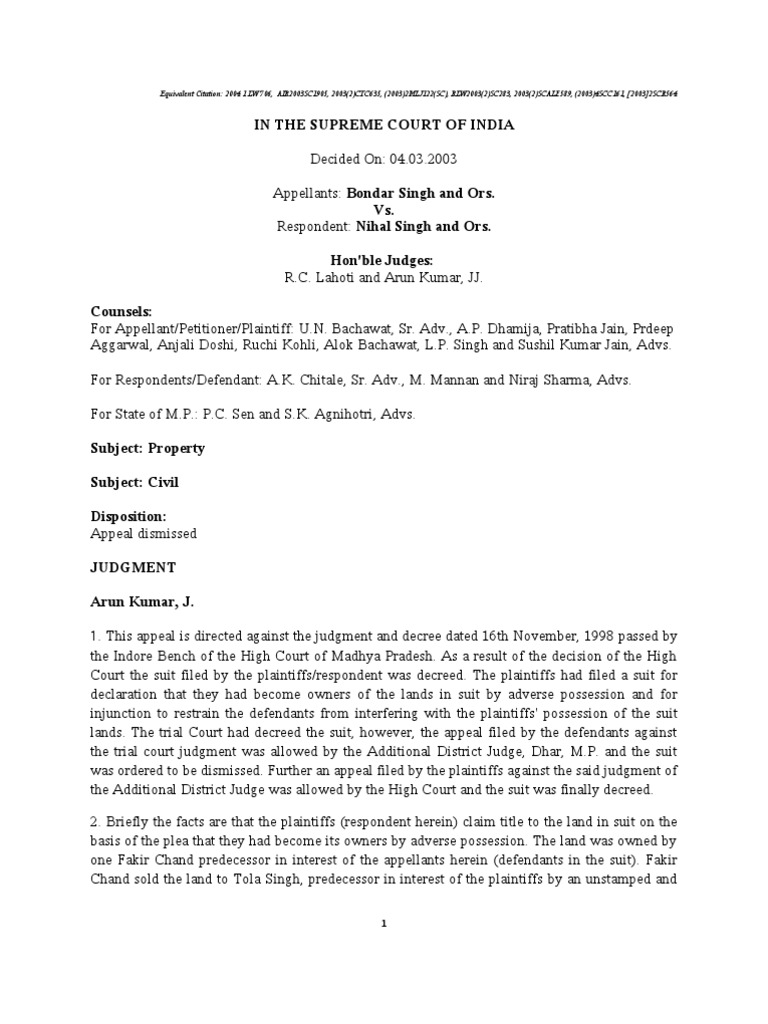 Proof of Residing in Property Lawsuit Plea