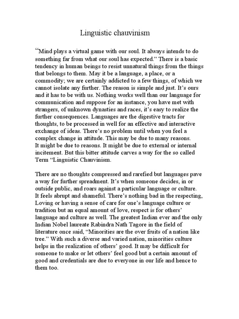 Linguistic Chauvinism | Famine | Linguistics