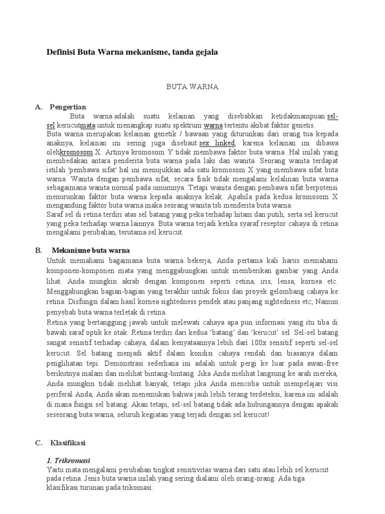 Definisi Buta Warna Mekanisme PDF Definisi Buta Warna Mekanisme PDF