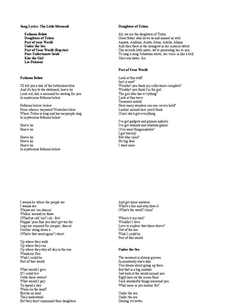 Canciones Disney The Little Mermaid Sea Leisure
