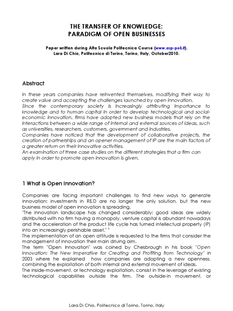 Open Innovation in Business Models | PDF | Business Model | Innovation