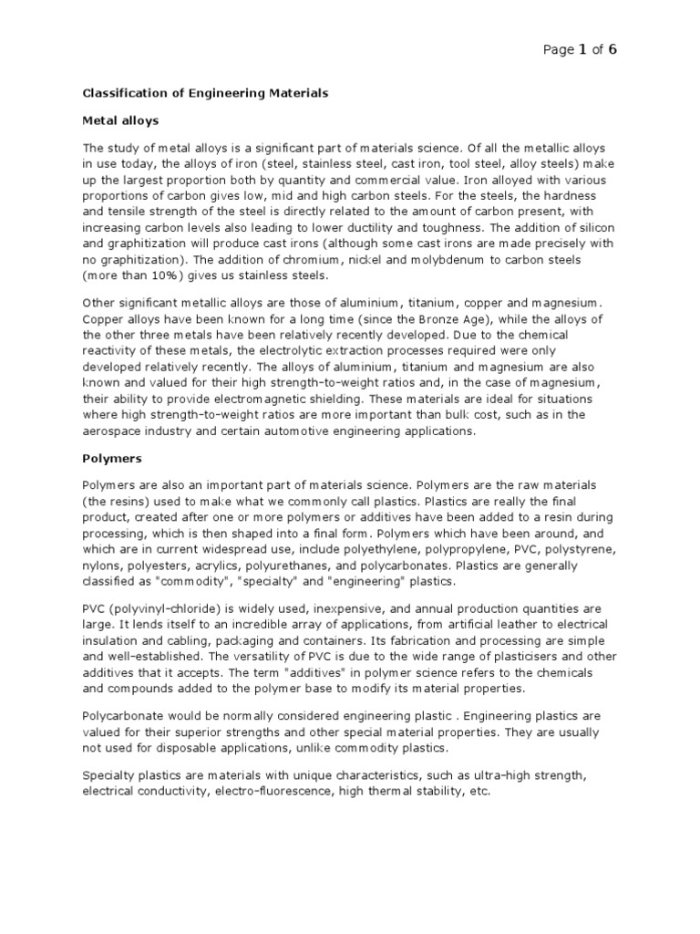 Engineering Materials Classification Guide | PDF | Semiconductors ...