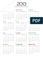 2013 One Page Calendar