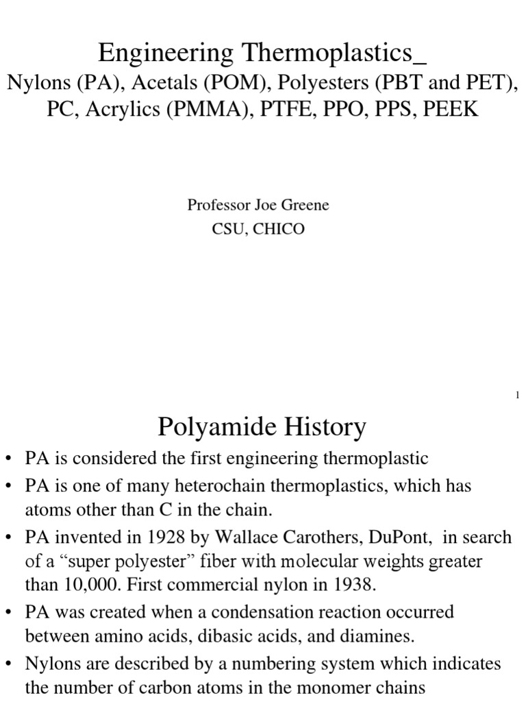 Engineering Thermoplastics PDF Nylon Thermoplastic