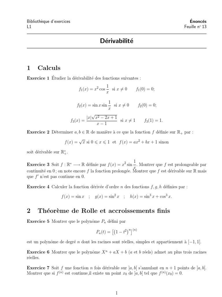 Dérivabilité des fonctions sur R | PDF | Extremum | Espace