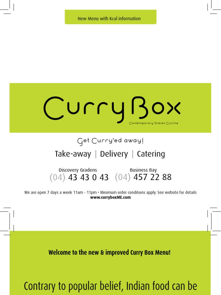 Healthy Indian Takeaway Menu with Kcal | PDF