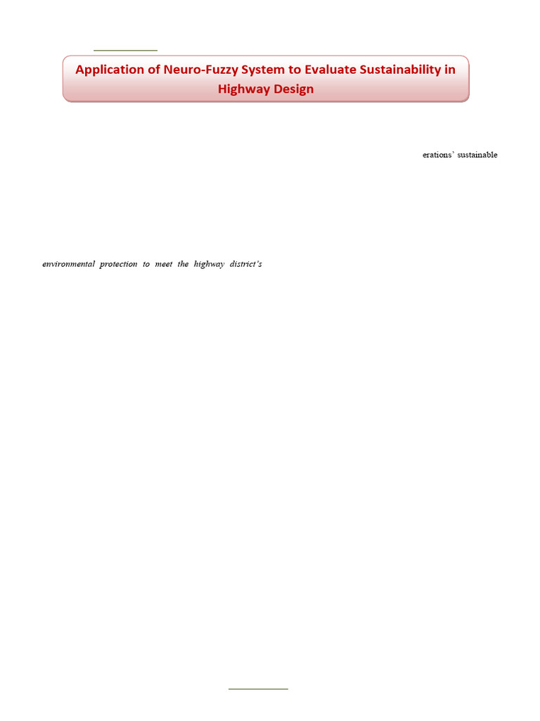 Evaluating Highway Design Sustainability | PDF | Fuzzy Logic | Life ...