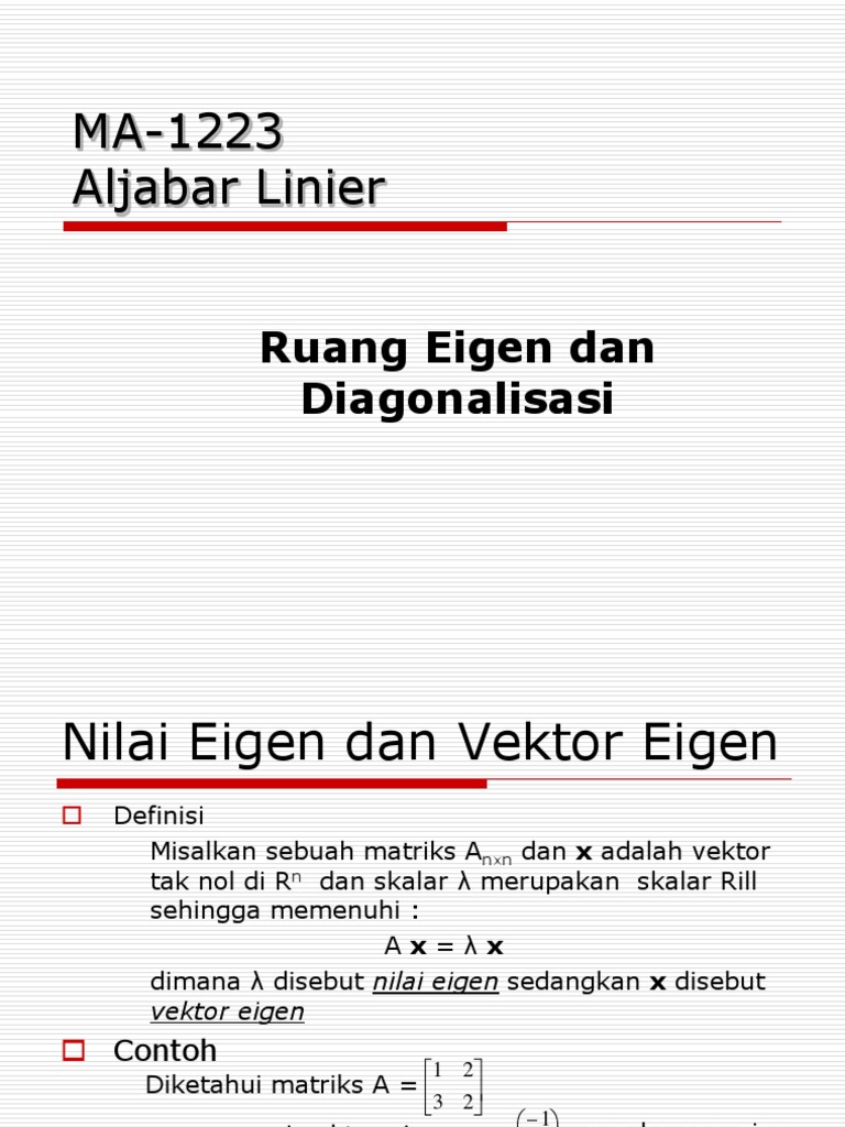 Nilai dan Vektor Eigen dalam Matriks | PDF