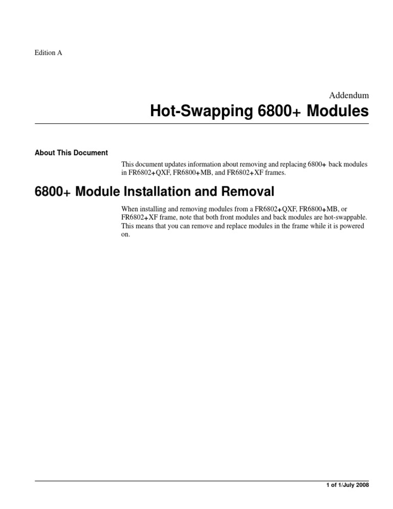 Hot-Swapping 6800+ Modules Guide | PDF