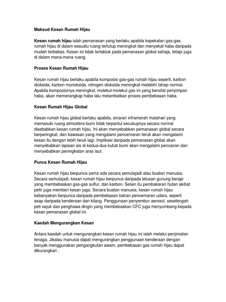 Maksud Kesan Rumah Hijau