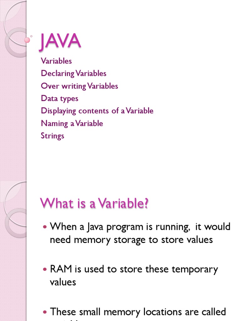 JAVA - variables.pdf | Variable (Computer Science) | Data Type | Free ...