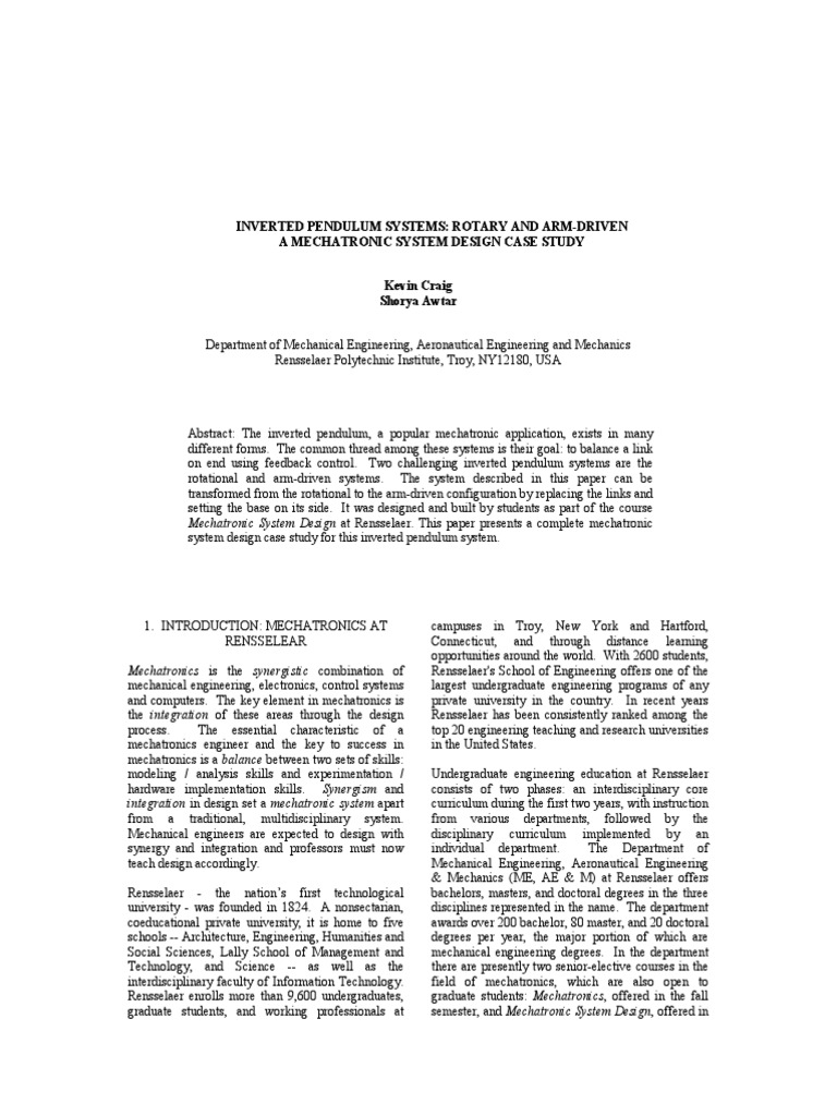 Case study on application of mechatronics system picture