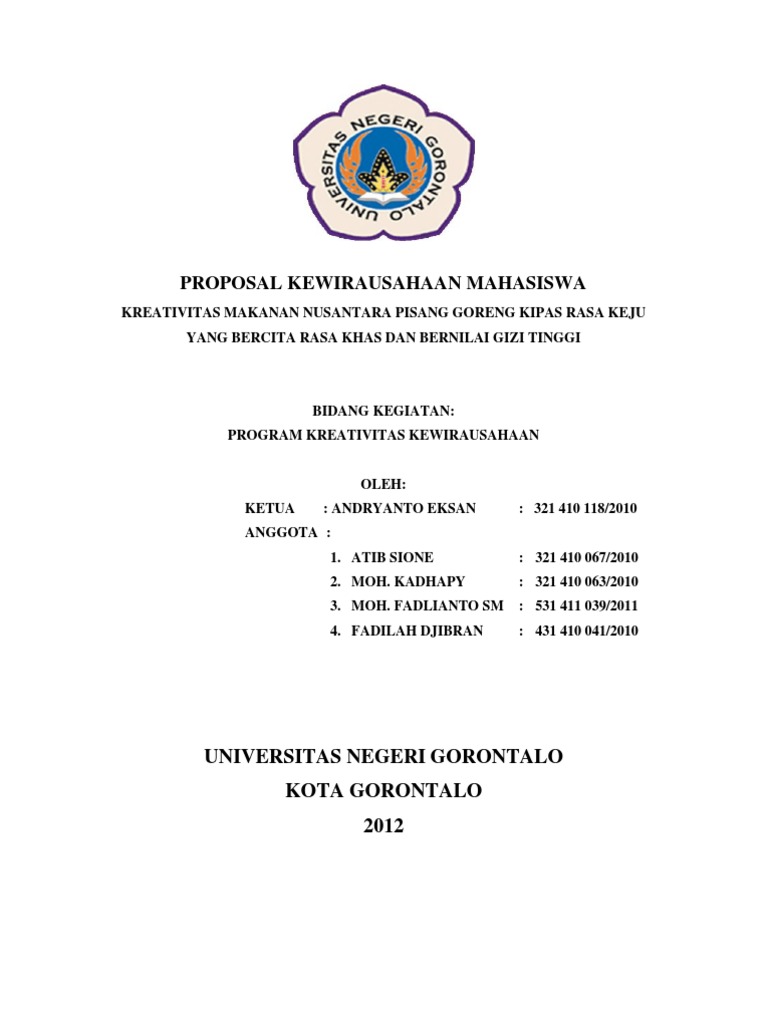 Proposal Usaha(Pisang Goreng Kipas Rasa Keju)