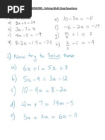 HOMEWORK - Multi Step Equations